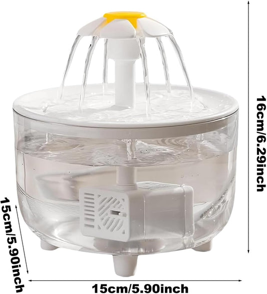 Fuente De Agua Para Mascotas De 15 X 15 X 16 Cm, Fuente De Agua Silenciosa Para Gatos De 1 Litro, Dispensador De Agua Eléctrico Estilo Flor, Fuente De Agua Inalámbrica Para Gatos Con Filtro