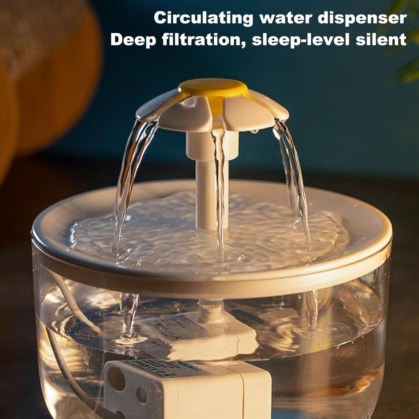 Fuente De Agua Para Mascotas De 15 X 15 X 16 Cm, Fuente De Agua Silenciosa Para Gatos De 1 Litro, Dispensador De Agua Eléctrico Estilo Flor, Fuente De Agua Inalámbrica Para Gatos Con Filtro