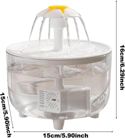 Fuente De Agua Para Mascotas De 15 X 15 X 16 Cm, Fuente De Agua Silenciosa Para Gatos De 1 Litro, Dispensador De Agua Eléctrico Estilo Flor, Fuente De Agua Inalámbrica Para Gatos Con Filtro