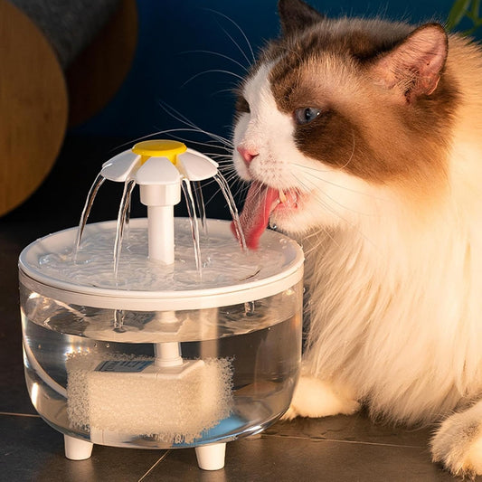 Fuente De Agua Para Mascotas De 15 X 15 X 16 Cm, Fuente De Agua Silenciosa Para Gatos De 1 Litro, Dispensador De Agua Eléctrico Estilo Flor, Fuente De Agua Inalámbrica Para Gatos Con Filtro