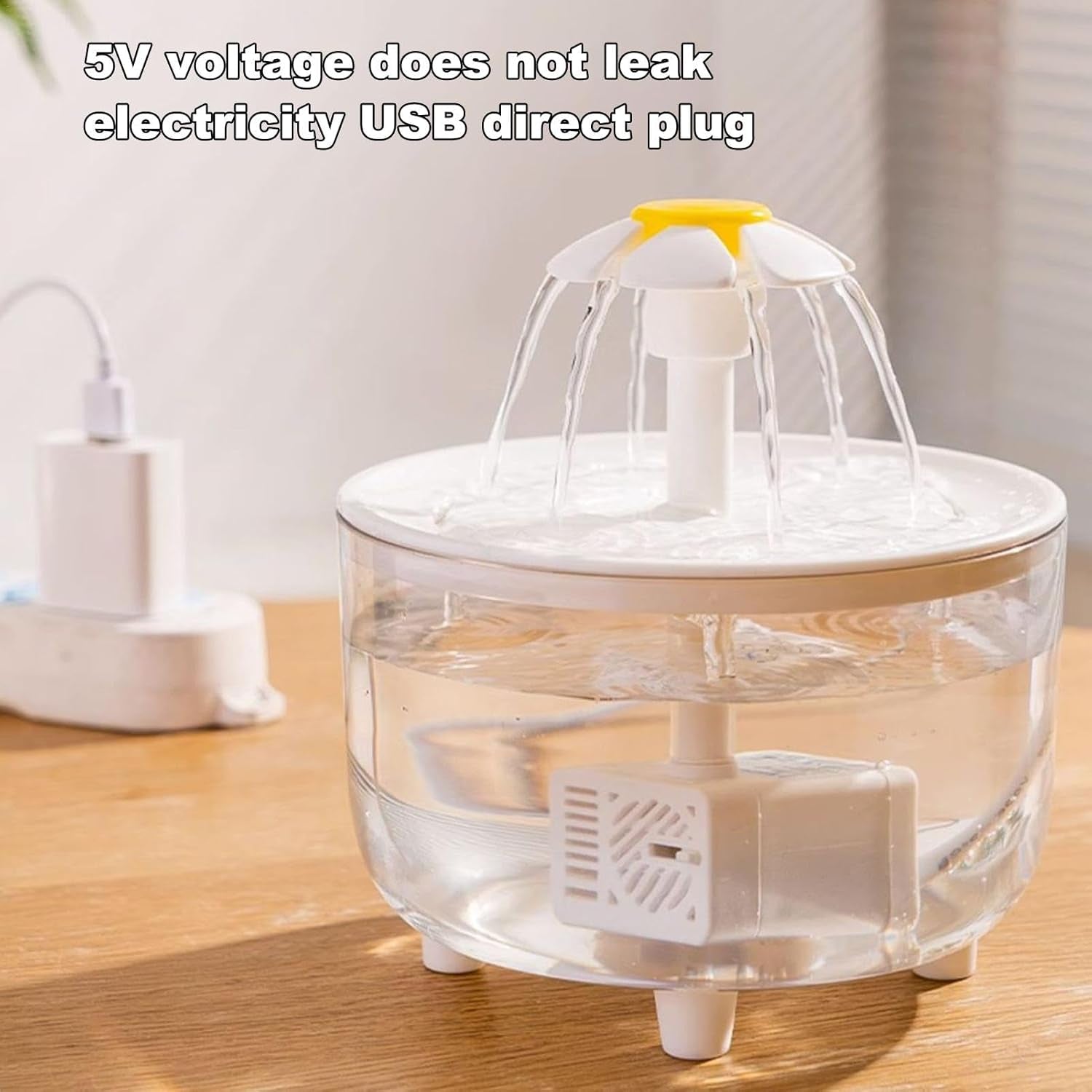Fuente De Agua Para Mascotas De 15 X 15 X 16 Cm, Fuente De Agua Silenciosa Para Gatos De 1 Litro, Dispensador De Agua Eléctrico Estilo Flor, Fuente De Agua Inalámbrica Para Gatos Con Filtro