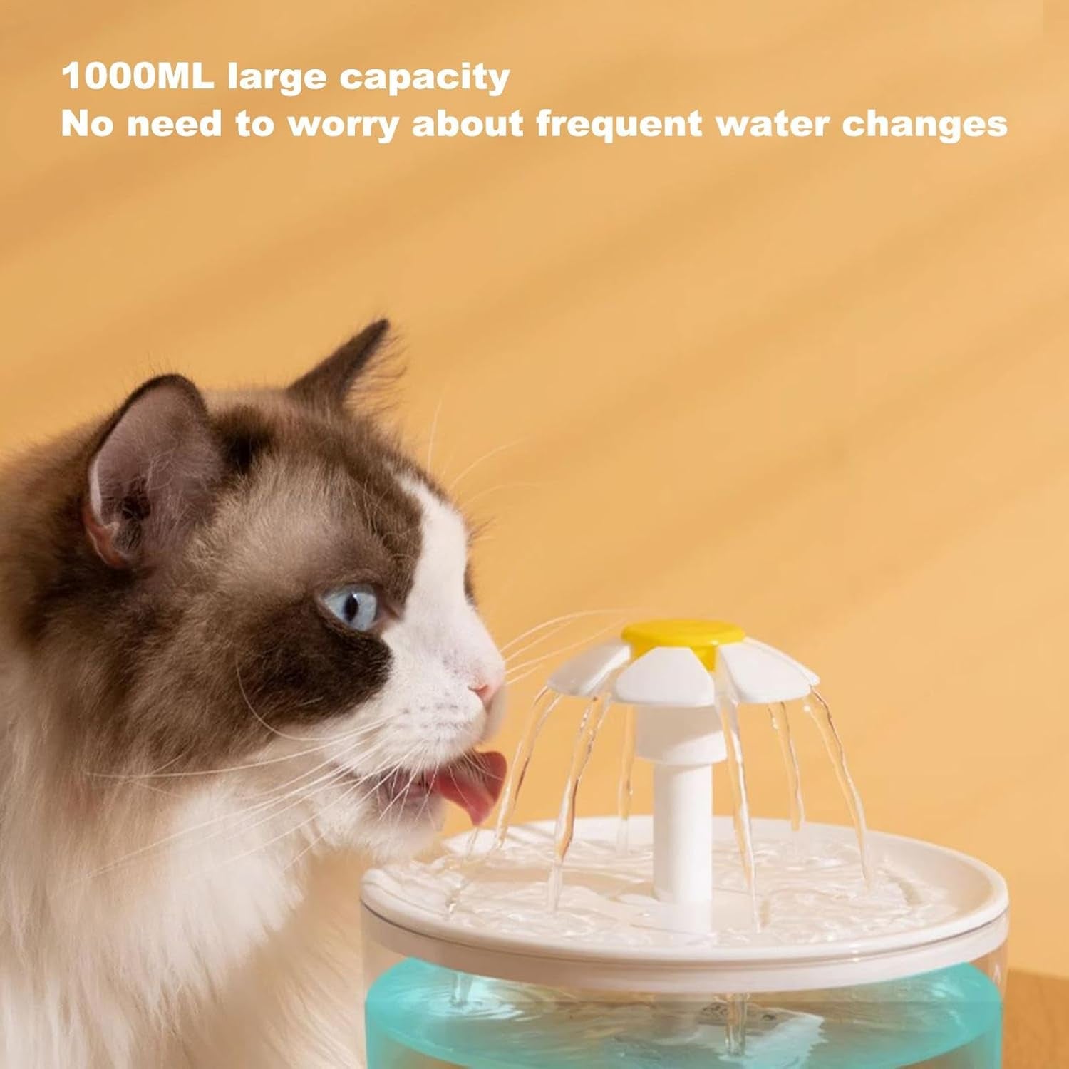 Fuente De Agua Para Mascotas De 15 X 15 X 16 Cm, Fuente De Agua Silenciosa Para Gatos De 1 Litro, Dispensador De Agua Eléctrico Estilo Flor, Fuente De Agua Inalámbrica Para Gatos Con Filtro